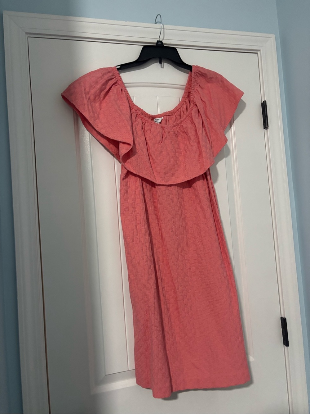 crown & ivy Coral Off-Shoulder Ruffle Dress